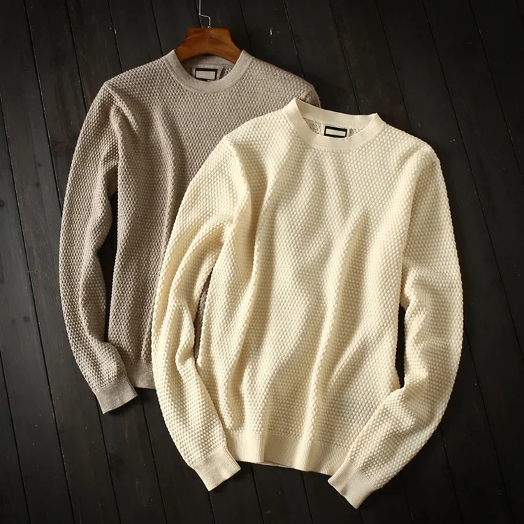 Men holiday wool cashmere high end crew neck loose pullover sweater