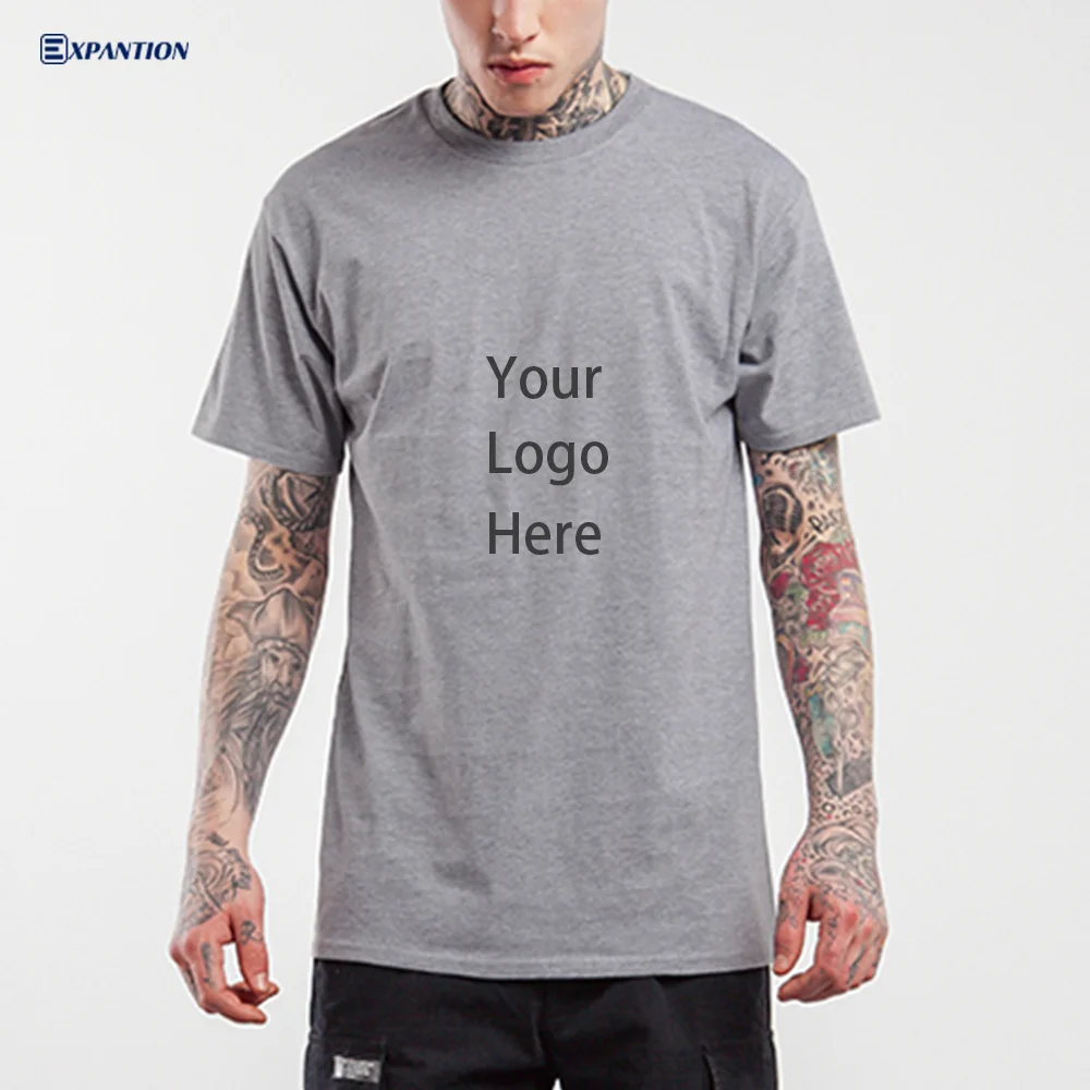 
EXP Design Your Own Logo Blank Round Neck T-Shirt Plain Grey Custom Pattern Printing Slim Fit T Shirt For Men 