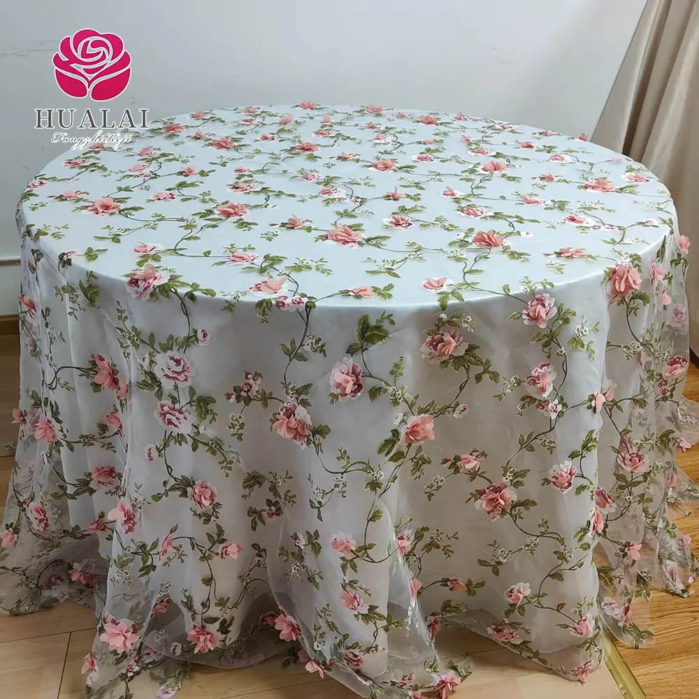 Вышивка 3D розовый и фиолетовый цветок на сетчатом столе одежда для свадьбы сделано в Китае