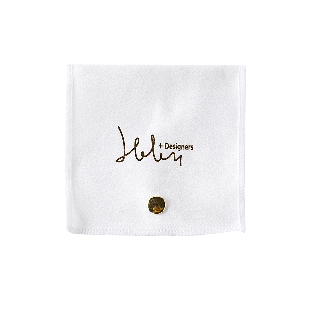 Custom Logo suede jewelry pouch snap custom envelope velvet leather jewelry pouch with logo