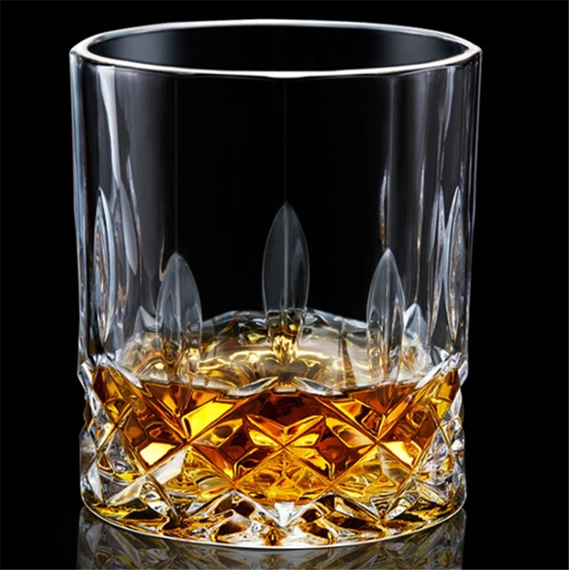 Crystal Lead Free Whiskey Cup Set Drink for Gift Bar Party Bourbon  Vodka 11 OZ Capacity