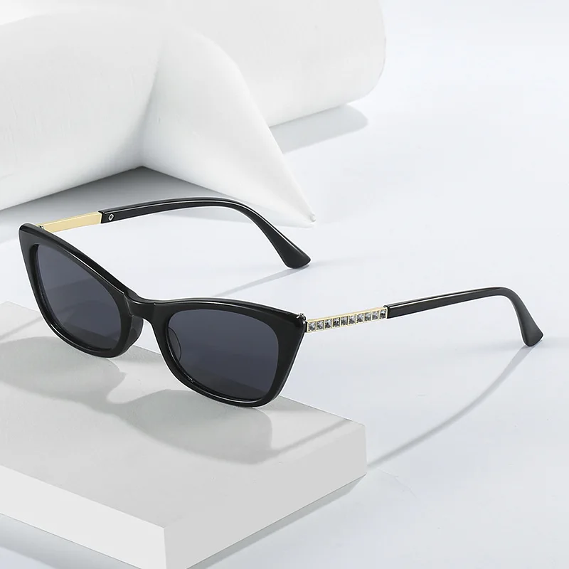 Fashion sun glasses trend European and American cat eye sun glass with diamond inlaid high-grade designer shades