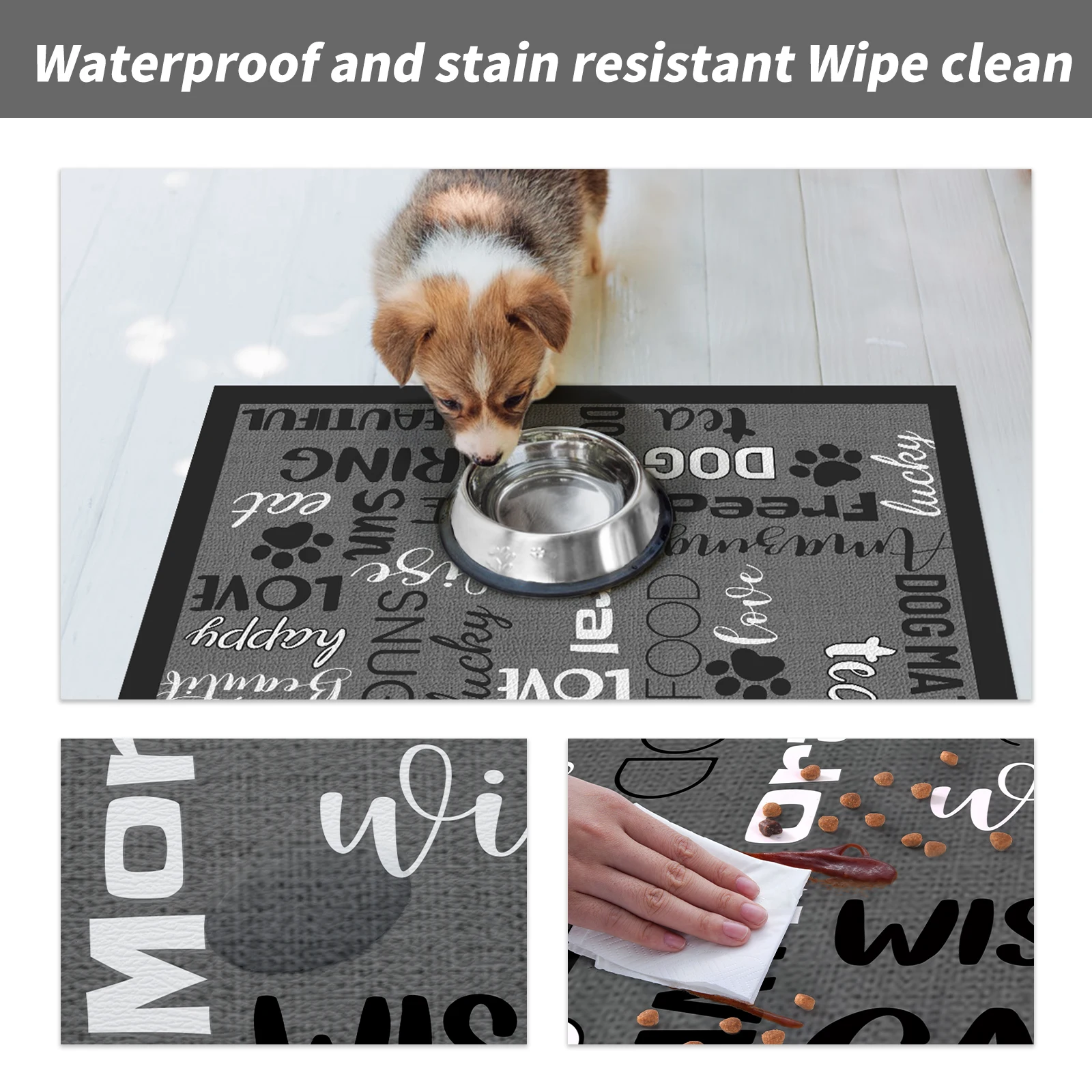 Custom Anti-Slip pet friendly Waterproof Training Pad PU leather floor bed sleeping cooling Pet Bowl Feeding dog cage kennel mat