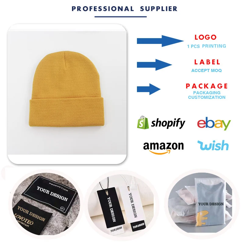 Hotsale High Quality Winter Plain Beanie Custom 100% Acrylic Beanie Hat Warm Knitted Beanie Custom Caps Embroidery Logo
