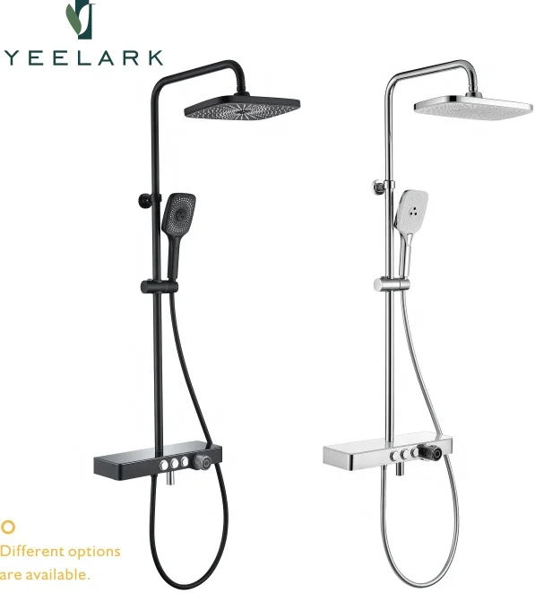 Factory Price Bathroom Thermostatic Matte Black Wall Mounted SUS304 Rainfall Hot and Cold Water Mixer Bathroom Shower Faucet