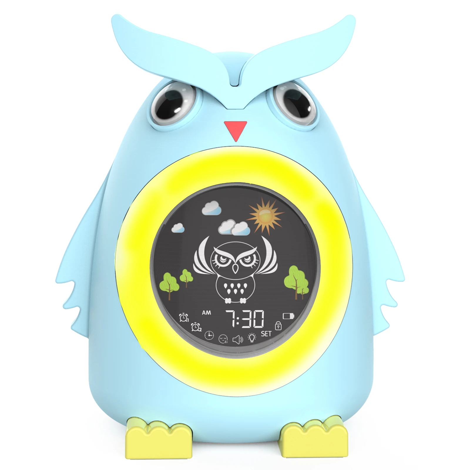 New sleep training ok to wake up kids alarm clock with colorful lights for bed room