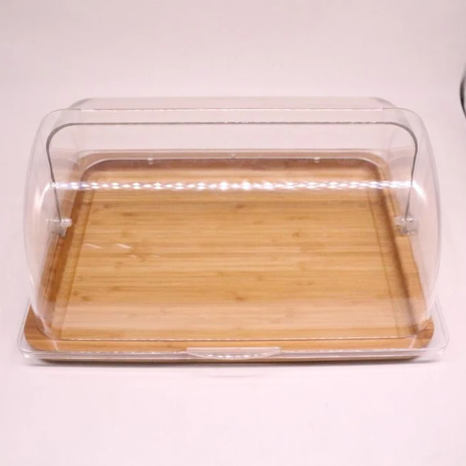 Factory popular  Bamboo Wooden Serving Tray with   PC Cover for  food  serving tray  with cover  for shop or dinning room