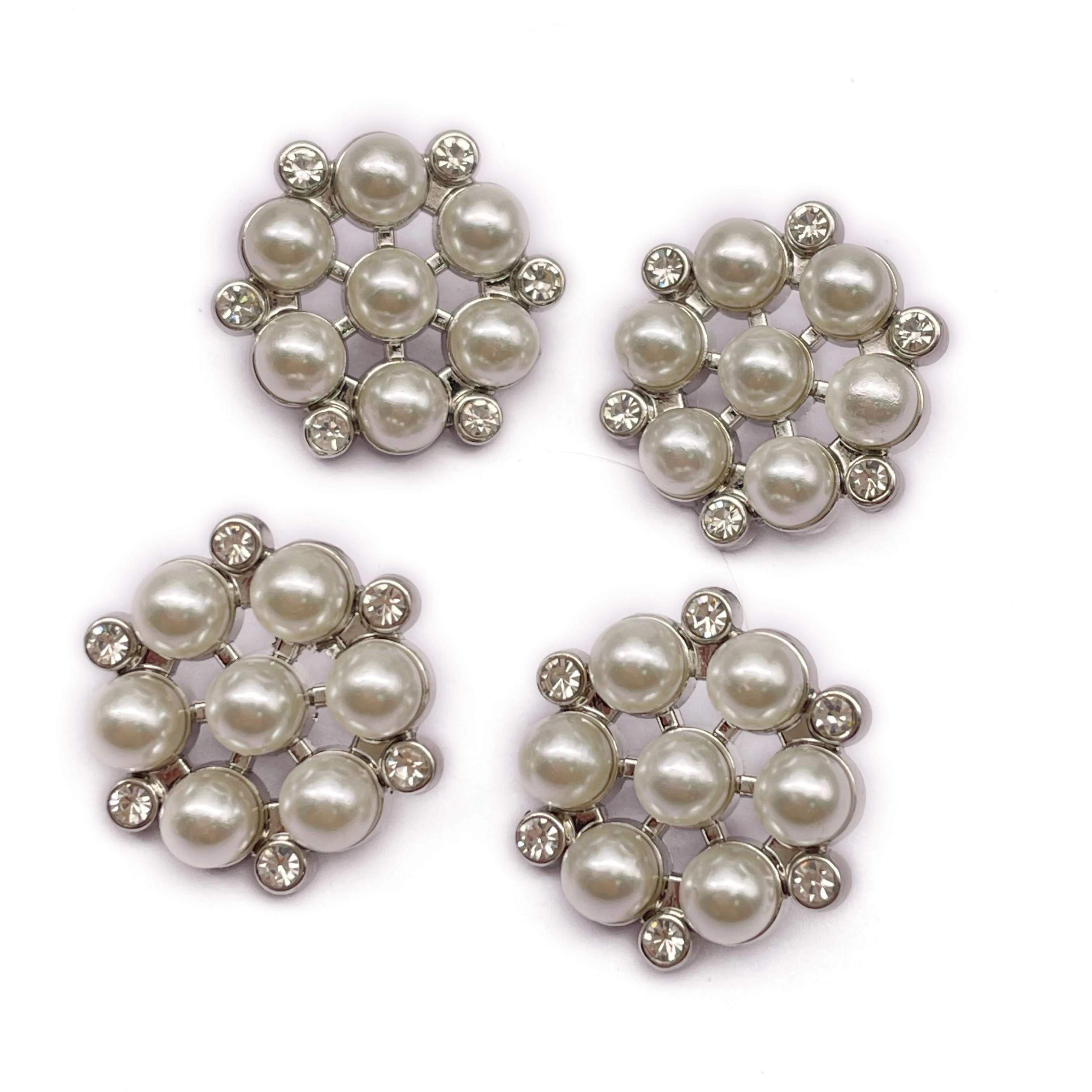 High Quality Custom Shape Decorative Metal Zinc Alloy Pearl 18mm Garment Shank Button For Clothes