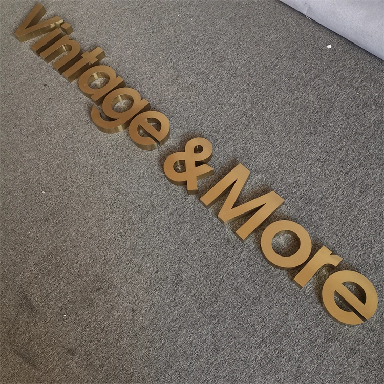 Custom 3D Metal Letter Signs Stainless Steel Metal Wall Sign 3D Letters Alphabet Shop Outdoor Letter Signage