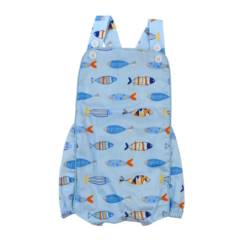 
Hot Sale Cute Fish Printing Newborn Summer Tollder Romper Customized Baby Kids Sleeveless Jumpsuit 