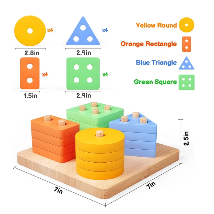 preschool learning educational toys color recognition shape sorter blocks for toddlers