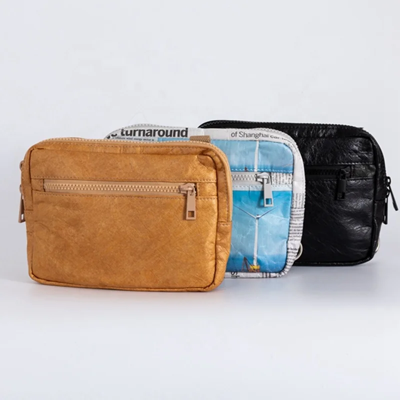 High Quality Brown Waterproof Dupont Chest Messenger Bag Washable Women Men Tyvek Paper Crossbody Bag