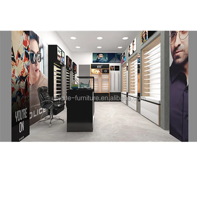 Fashion Optical Store Interior Decoration Modern Sunglasses Display Cabinet Design Customized Eyewear Shop Decoration