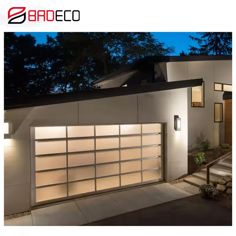 16x8 glass garage door electric vertical lift sliding garage door for car with motor opener