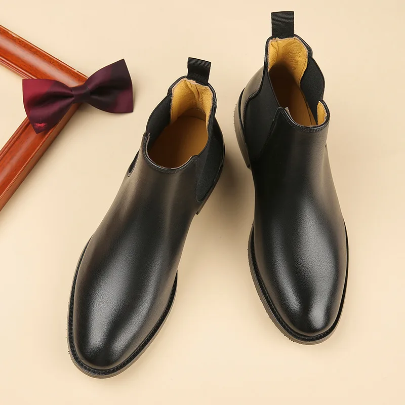 Genuine Leather Pigskin High Quality Boots Unique Dress Shoes for Men 2024 Chelsea Boots Off White Para Hombre Shoes Sets Midi