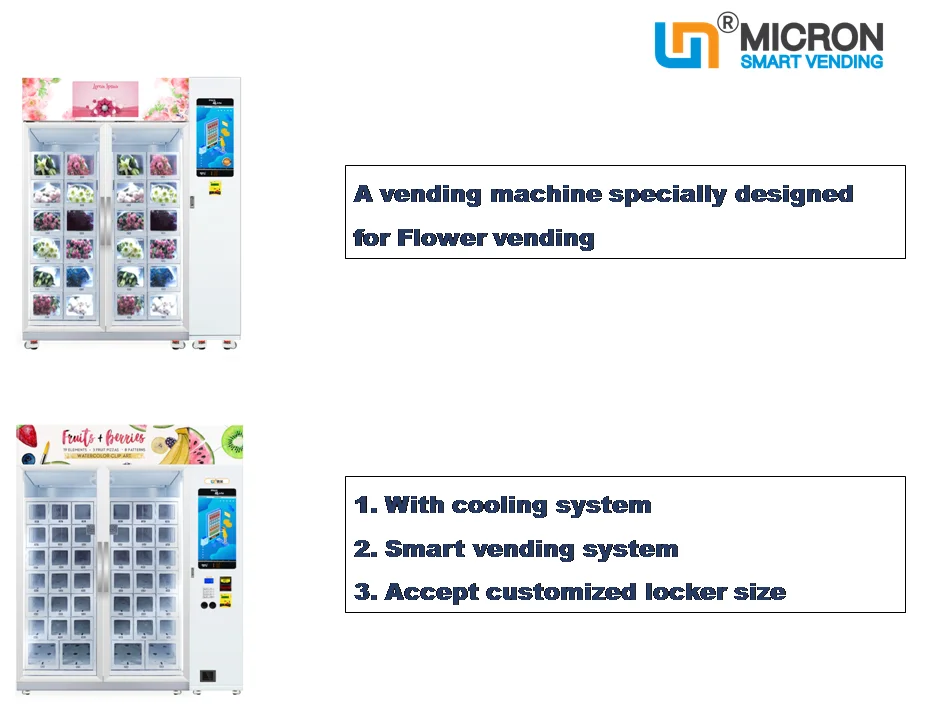  Micron WM22-FL2 cooling locker flower vending machine touch screen micron smart maquina