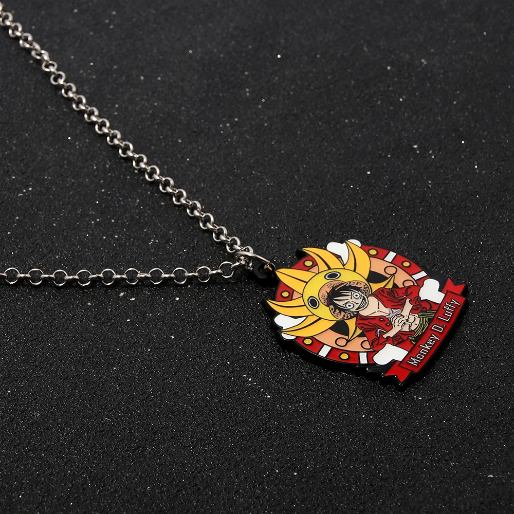 High Quality Anime Straw Hat Kid One Pieces Pendant Metal Monkey D.Luffy Necklace
