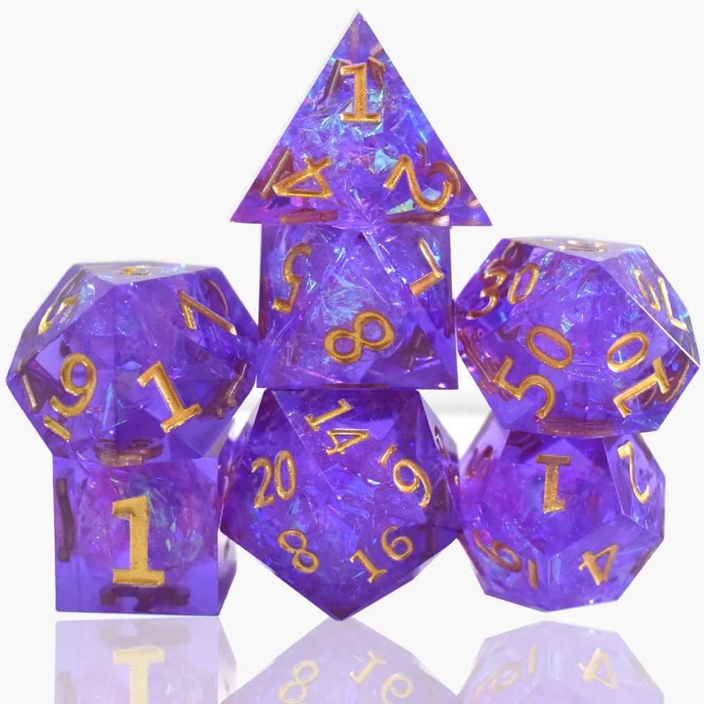 Amazon Hot Sale Acrylic Resin Flash Dice with Sharp Edge Game Dice Set For RPG Game