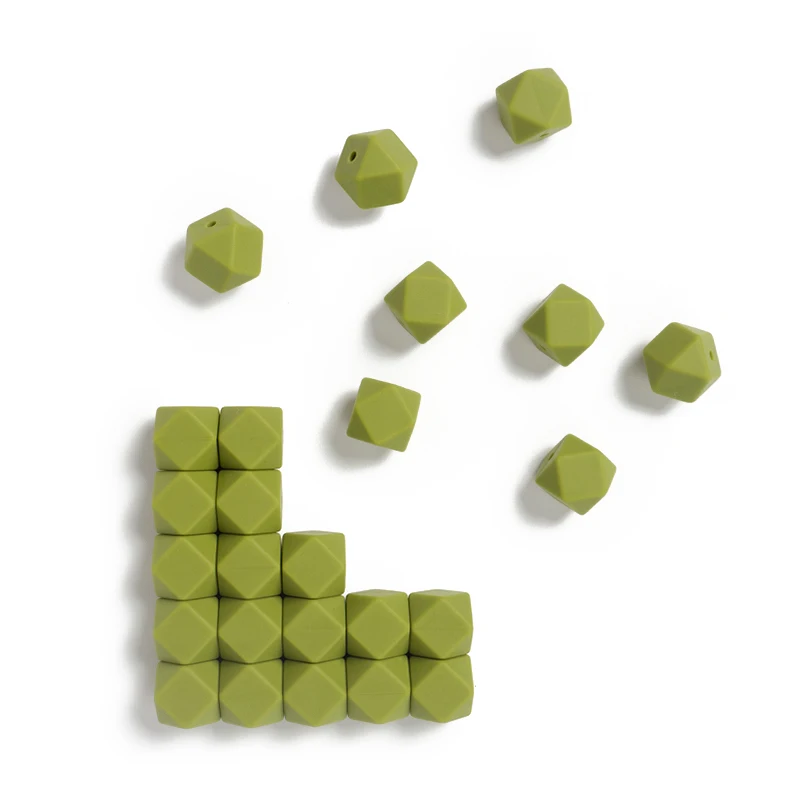 
14Mm 17Mm Wholesale 100% Food Grade Bpa Free Yellow Black Dark Red Hexagon Custom Round Teething Soft Silicone Loose Beads 