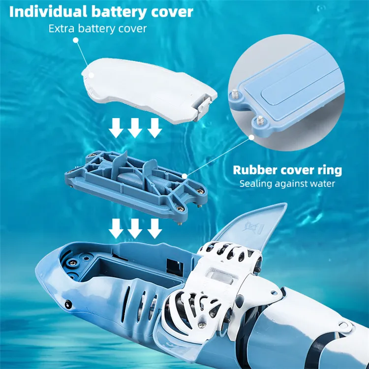 New Design Water Pool Shark Toys Black Blue Shaking Tail 4c Rc Shark Toy