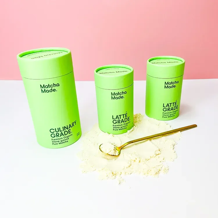 Natural collagen spice powder food paper packaging container box metal lid box for protein powder