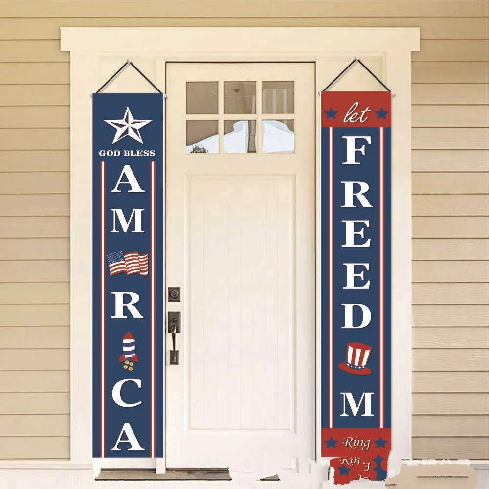 
wholesale independence day sign flag patriotic porch door porch banner for 4th of july party decor 