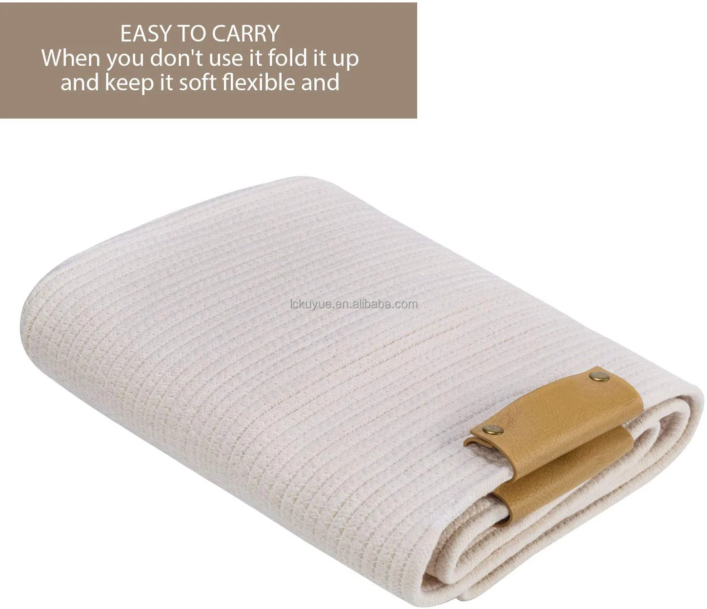 KUYUE Rope Basket Foldable Opp Bag Storage Baskets Foldable Laundry Hamper Folding Babyher Handle Cotton Hot Selling Leather