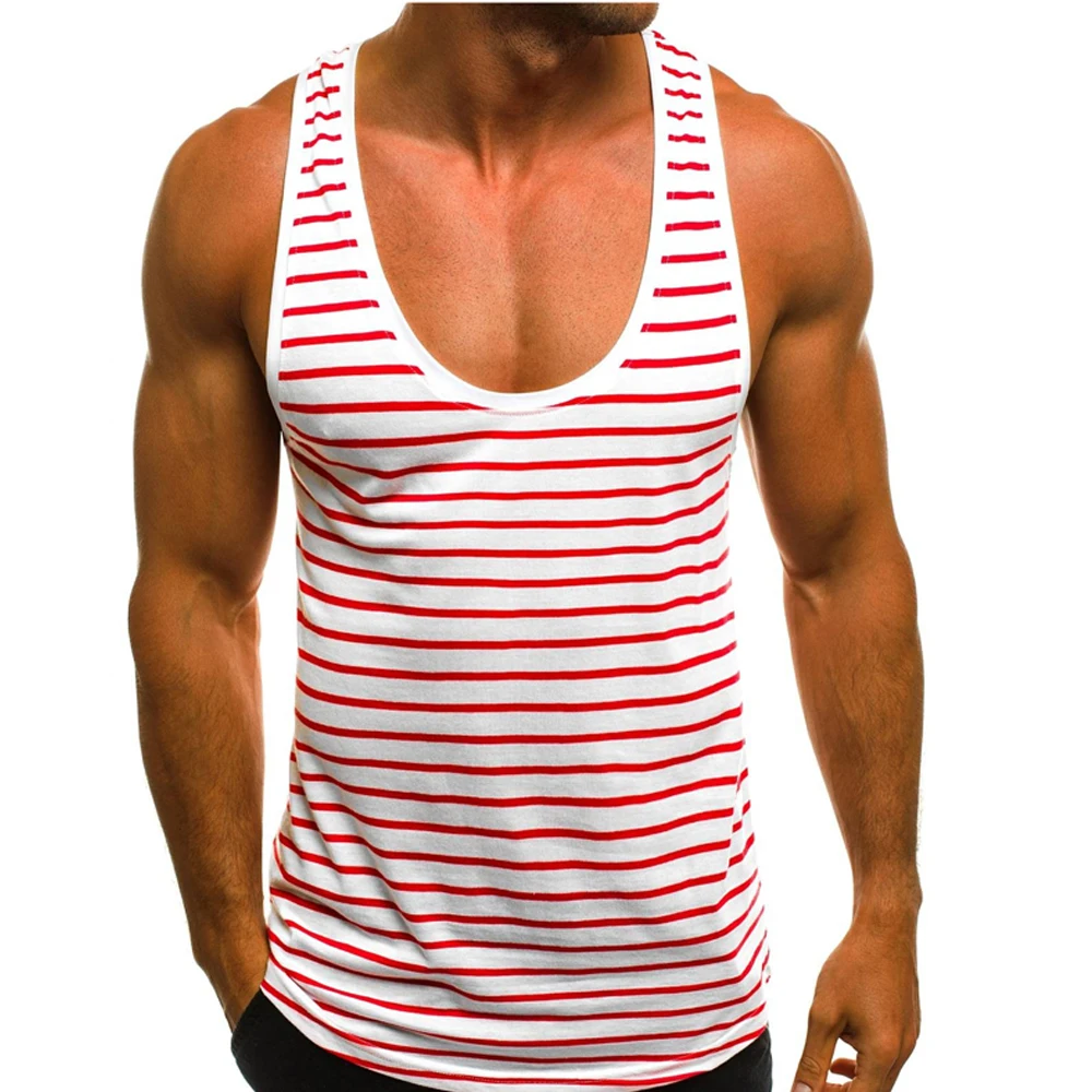 Sexy sleeveless cleavage gym tank top men fitness for running or beach