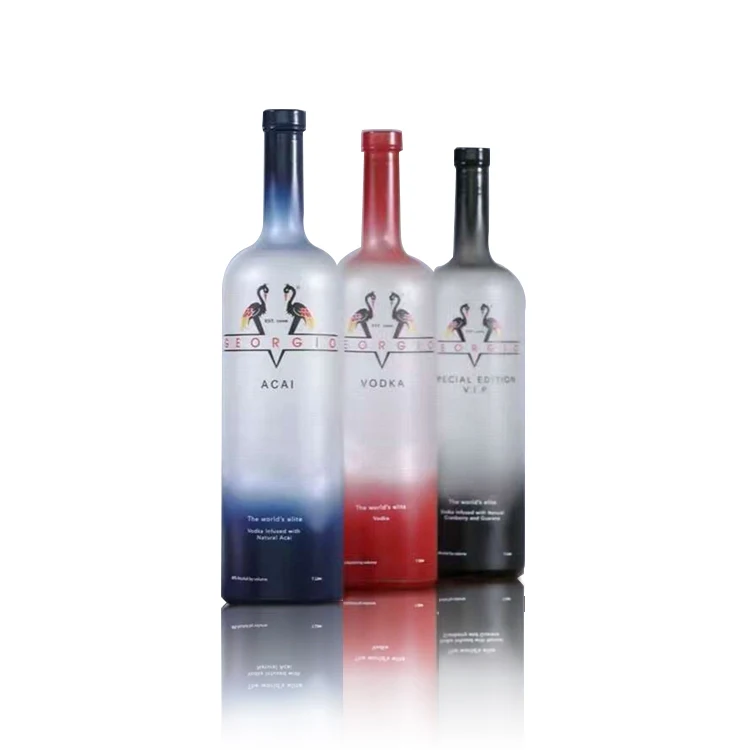 
Suppliers 750ml Screen Printing Rum Gin Whisky Beverage Spirit Liquor Vodka Glass Bottle with Silver Screw Cover 