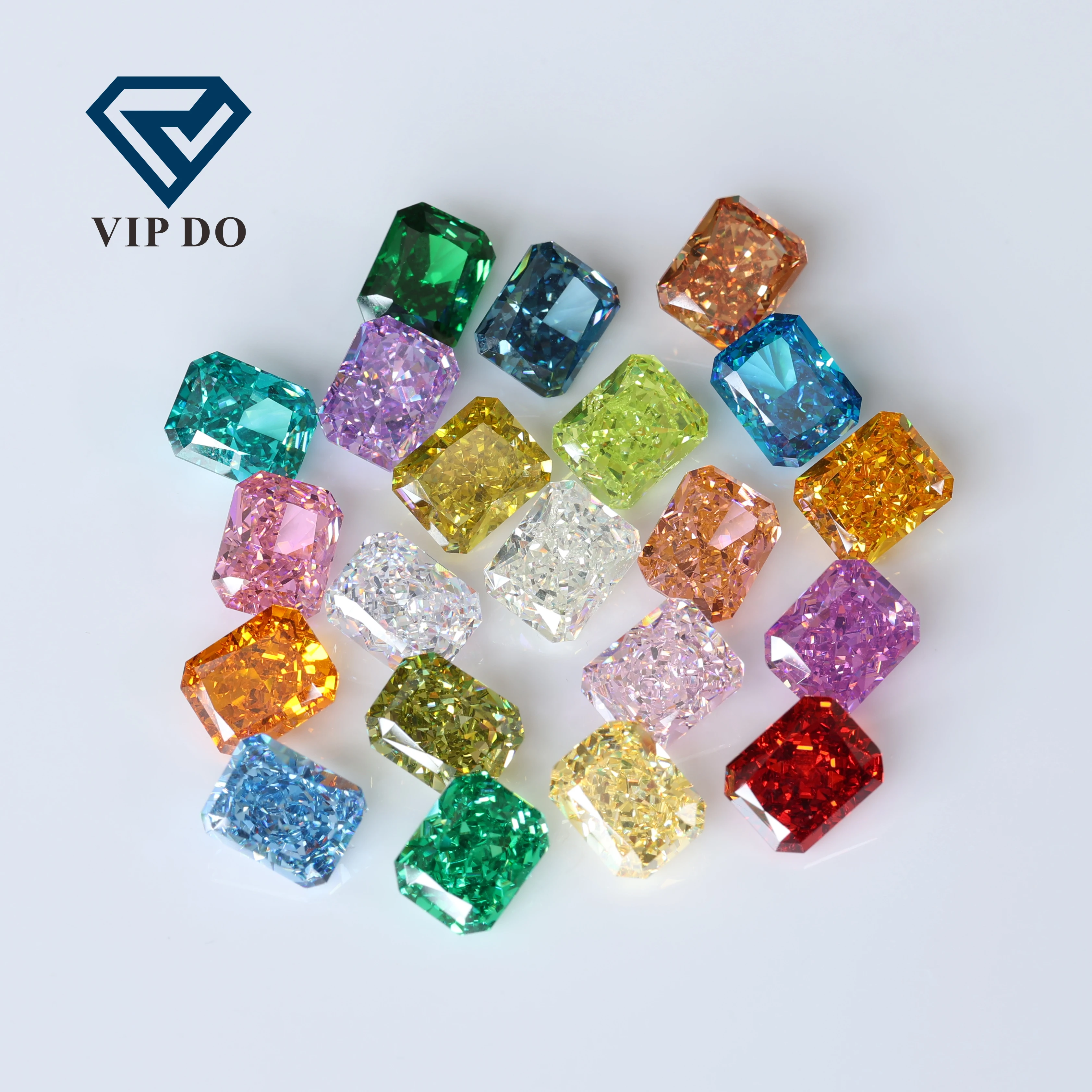 7A grade Octagon crushed ice cut multi-color high carbon diamond loose gemstones synthetic cubic zirconia cz diamond gemstones