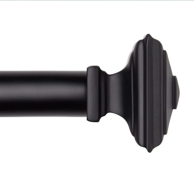 Hot Sale Metal Window Curtain Rod And Decorated Hardware Curtain Pole Head Curtain Rod Finial Black for windows