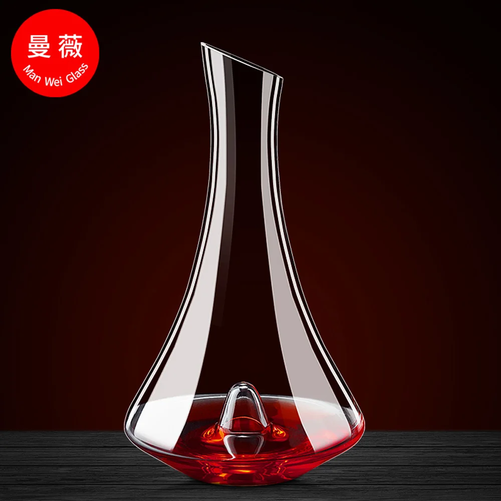 Wholesale Oblique Mouth Round Wine Decanter Wine Decanting Aerator Crystal Glass Wine Decanter Bottle
