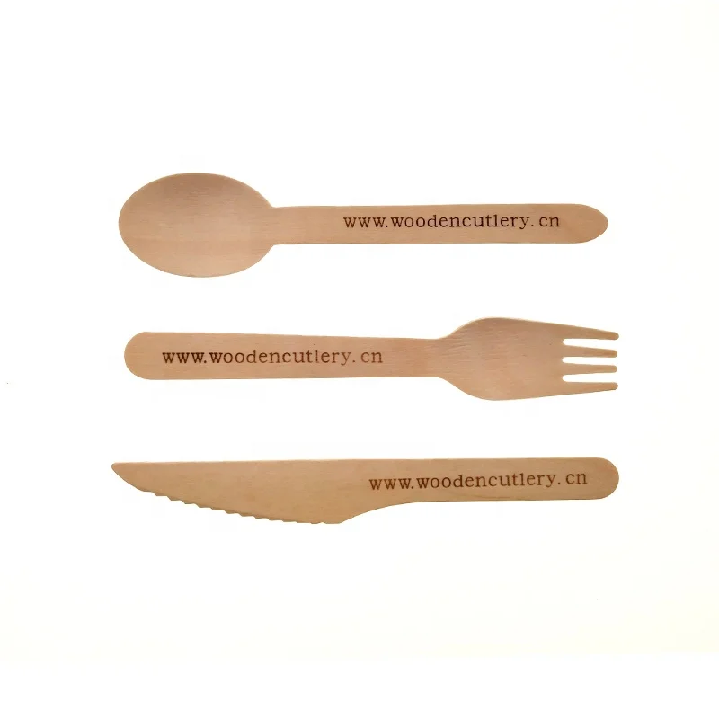 160mm wooden knife spoon fork biodegradable disposable wooden tableware