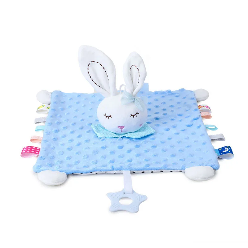 Hot Selling Baby Comforters Blanket Stuffed Toy Soft Comforter With Teether Silicone Newborn Gifts For Baby Washable Plush Toy