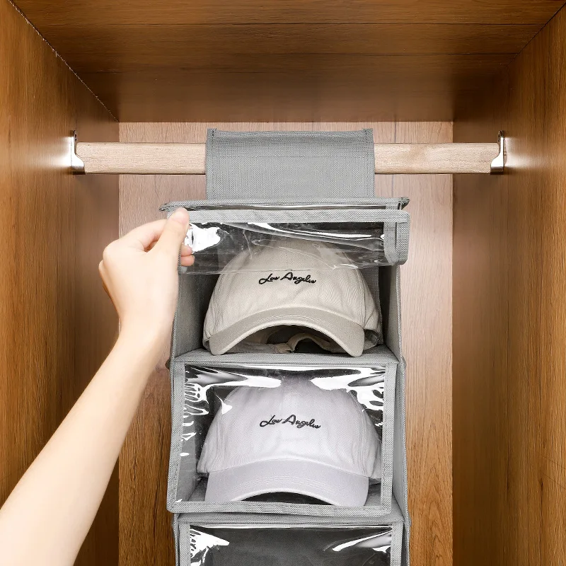 Foldable Hanging Hat Rack Closet Organizer for Baseball Hat Storage of Wardrobe 10 Shelf Clothes Organizer Hat Storage bag