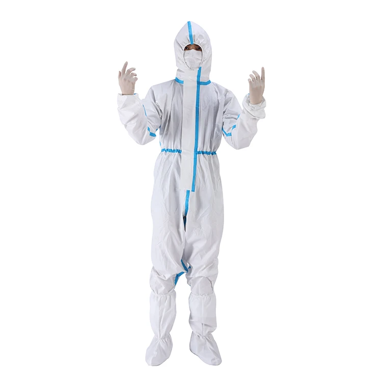 Disposable CE Cat III Type 3B/4B/5B/6B Protectively Clothing Coverall Ppe Isolation Personal Chemical for Hospital Hazmat Suit