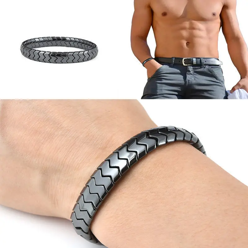 Magnetic medical bracelet colorful black gallstone men weight loss energy bracelet for men