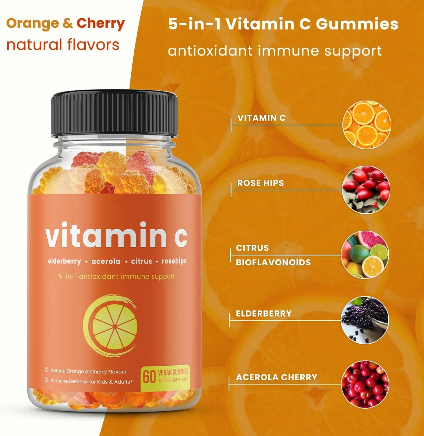 Hot selling high quality manufacturer OEM vitamin c gummies, brighten skin tone, 60 count
