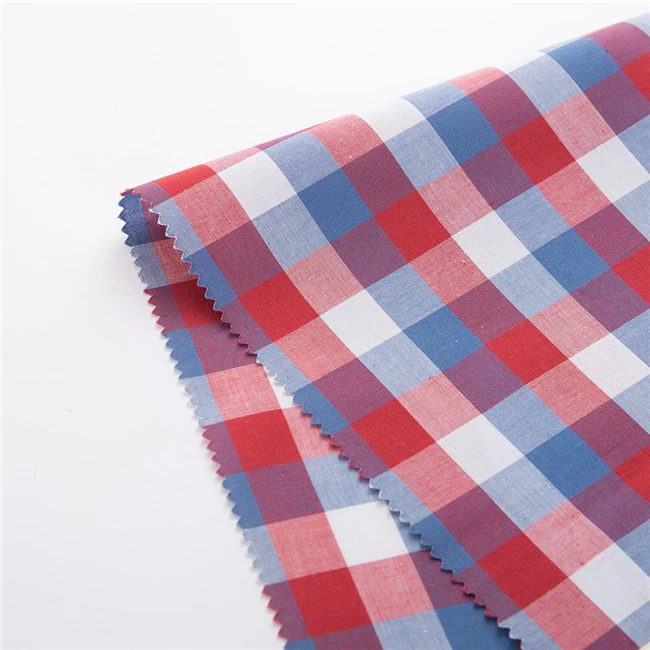 
Modern Design Blue White Red plaid poplin fabric 100% Cotton fabric 