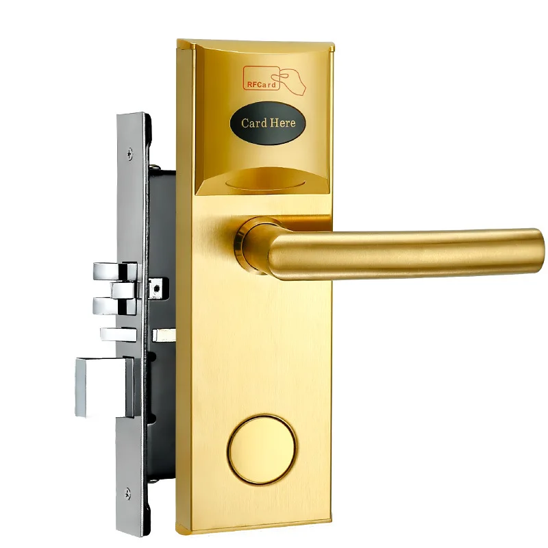 Rfid card hotel room door lock with management software system access by keys and smart cards