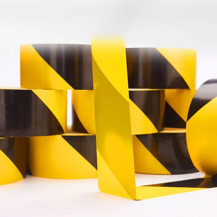 Underground Industrial Construction Warning Yellow Black Danger Warning Pvc Floor Marking Tape