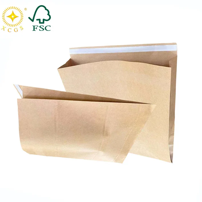 Custom 100% Biodegradable Gusset Brown White Kraft Paper Bag Mailer Envelope for Clothes