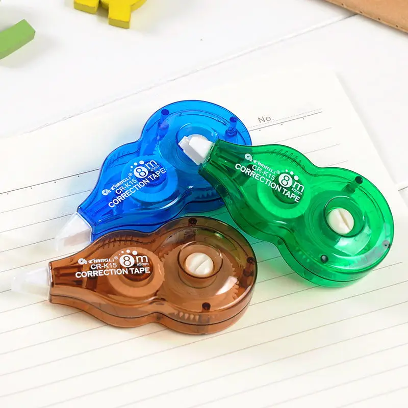Portable student stationery   school office supply creative plastic colored transparent  PET correction tape for kids