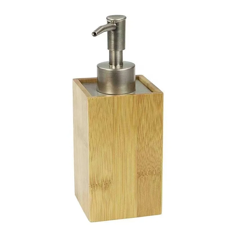 Diyue Factory Outlet Bathroom 6 PC Customized Eco-friendly Natural Dish Soap Dispenser Set Wash Bamboo Bathroom Accessories Sets