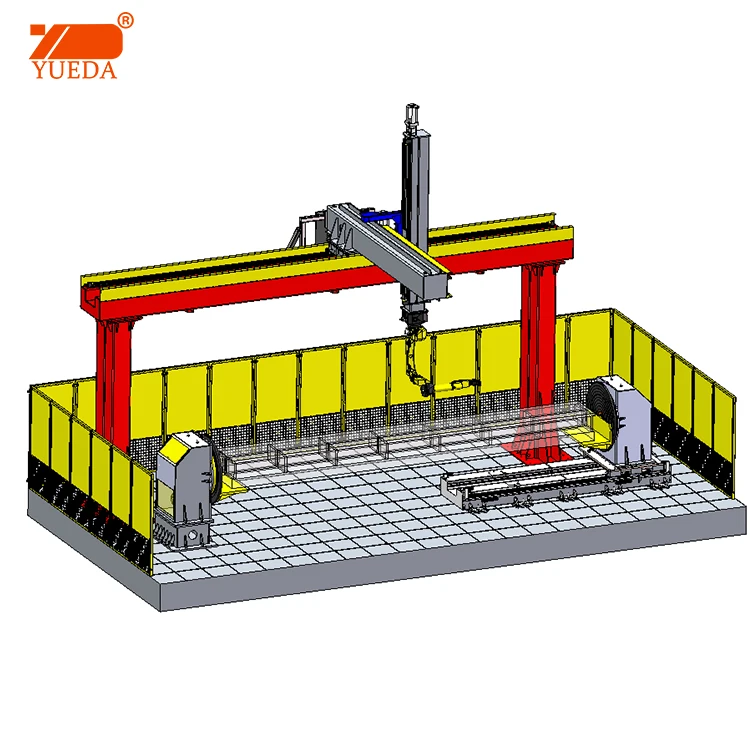 Yueda Double Station Welding Robot Workstation Robotic Arm 6 Axis CO2 MIG MAG Welding Robot
