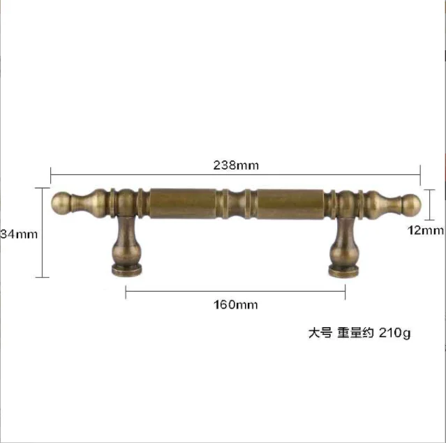 Zhuoqi Solid Brass Furniture Door Handle Kitchen Door Satin Brass Bar Cabinet Handle Wardrobe Door Handle