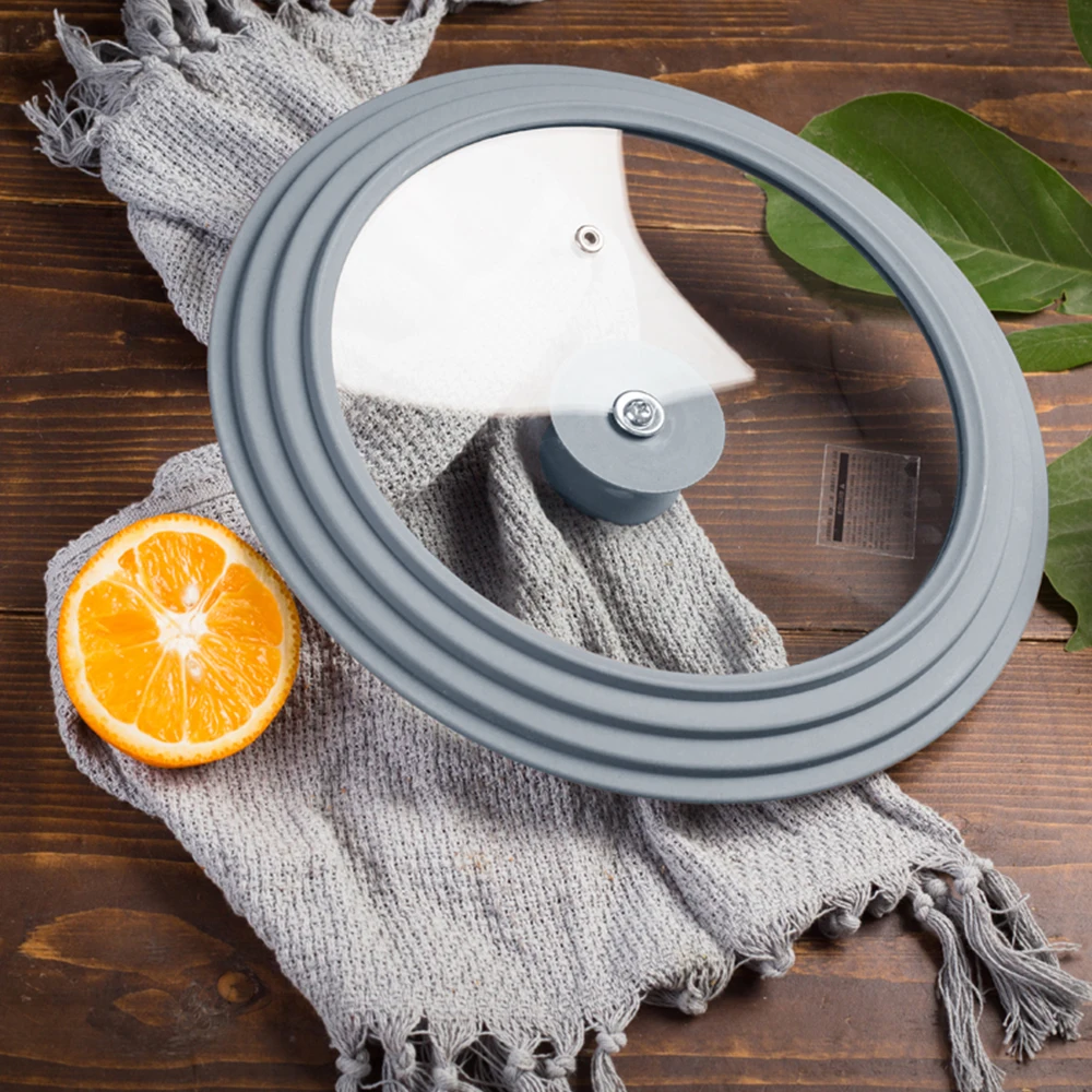 High quality kitchenware in different sizes Heat resistant casserole glass kitchen glass pot lid silicone pot lid