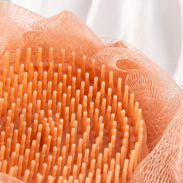 GLOWAY Handheld Double Side Multi-Functional 2-In-1 Hair Scalp Massager Shampoo Brush Loofah Mesh Bath Sponge Shower Sponge Ball