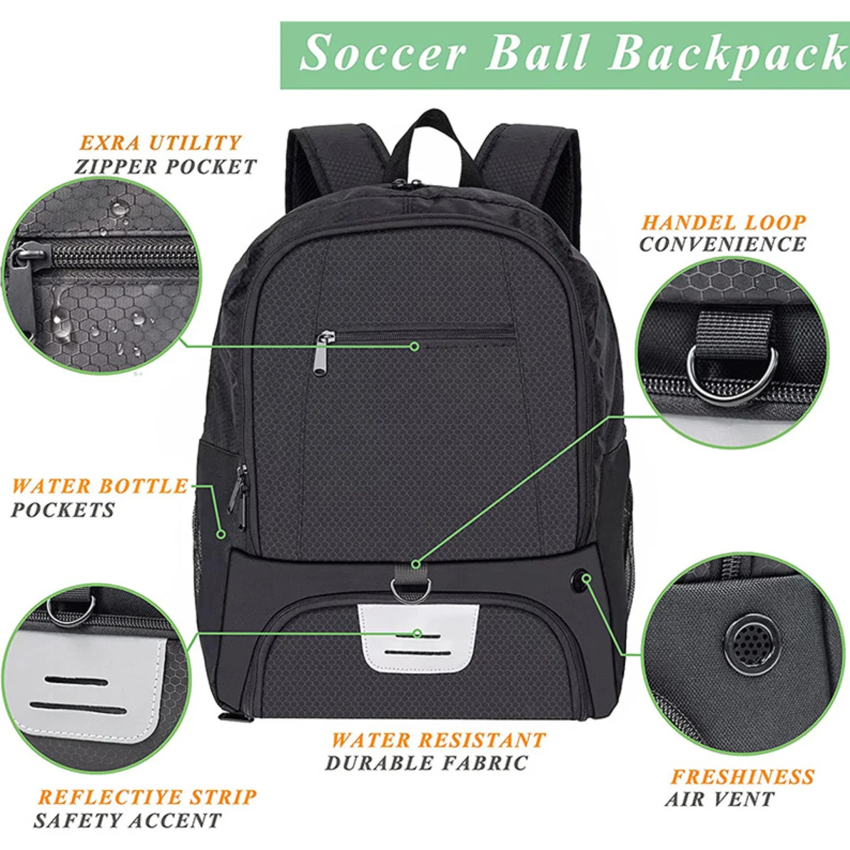 Multi Functional Outdoor Logo Custom Football Backpack Shoe Bag For Training Casual Sports Backpacks Boys Girls