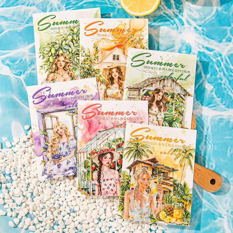 Stickers Fruit Girl Summer Series Junk Journal Decoration Stickers Pack for Diary Scrap Book Mr. Paper 20 Pcs / Set